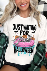 US3001-E3138 Just Waiting For Halloween Graphic Tee $12.5