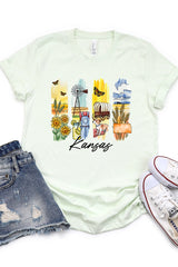 US3001P-E3061KS Kansas State Brushstroke Graphic Plus Tee $16