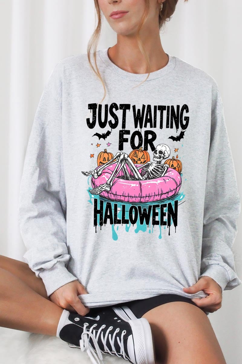UL240P-E3138 Just Waiting For Halloween Plus Long Sleeve Tee $17