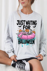 UL240P-E3138 Just Waiting For Halloween Plus Long Sleeve Tee $17