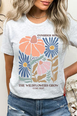 US3001P-E3067 Consider the Wildflowers Graphic Plus Tee $16