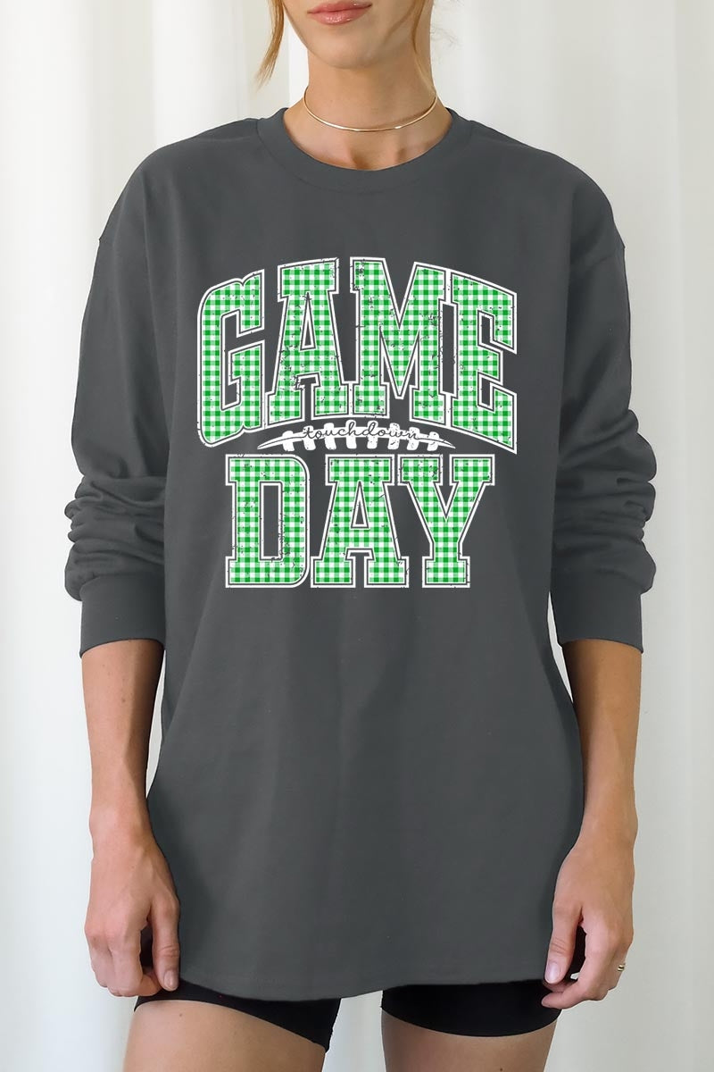 UL240P-E3128 Green Gingham Game Day Plus Long Sleeve Tee $17