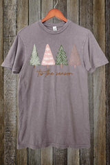 LS002-E3218 Rustic Christmas Trees Graphic Vintage Tee $15.5