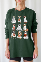 UL240P-E3106 Halloween Ghost Dog Graphic Plus Long Sleeve Tee $17