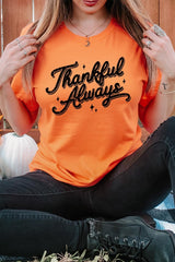 US3001P-E3168 Thankful Always Graphic Plus Tee $16