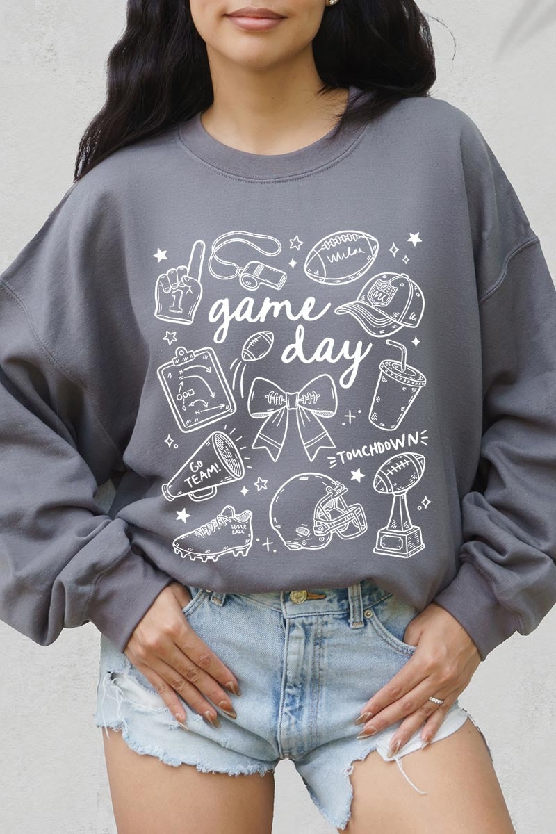 UL180-E3081 Football Doodles Graphic Sweatshirt $20