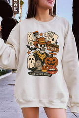 UL180-E3107 Spooky Western Skeleton Graphic Sweatshirt $20