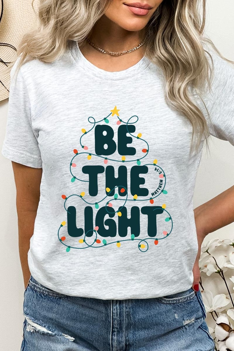 US3001P-E3202 Be the Light Christmas Graphic Plus Tee $16