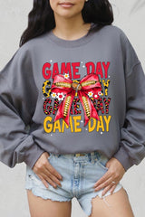 UL180P-E3091 Red Yellow Football Game Day Bow Plus Sweatshirt $25