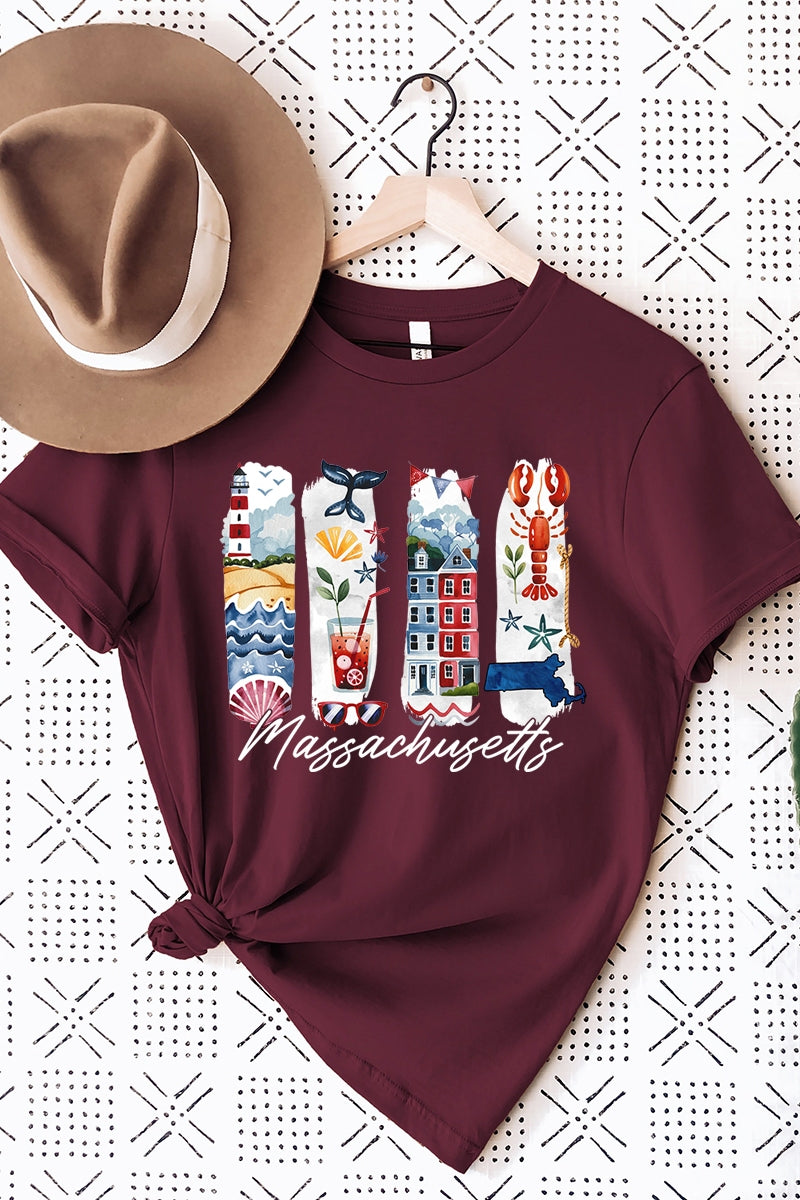 US3001P-E3061MA Massachusetts State Brushstroke Graphic Plus Tee $16