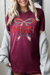US3001-E3197 Merry Christmas Bow Graphic Tee $12.5