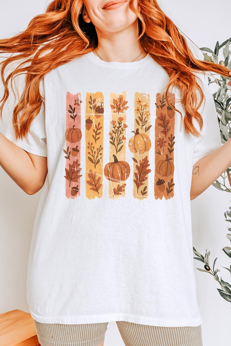 5000-E3110 Brushstroke Boho Fall Graphic Heavy Cotton Tee $9
