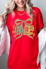 5000P-E3121 Fall Brushstroke Bow Graphic Plus Heavy Cotton Tee $12.75