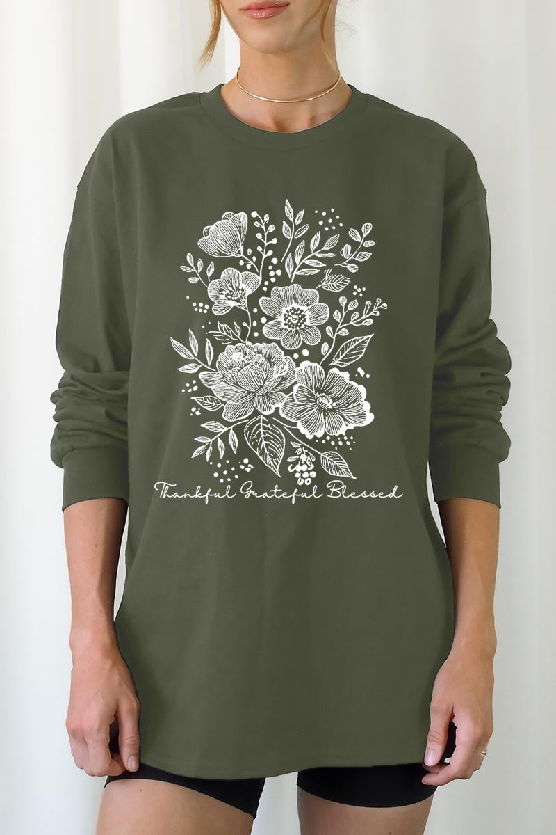 UL240-E3155 Neutral Thanksgiving Graphic Long Sleeve Tee $13.75