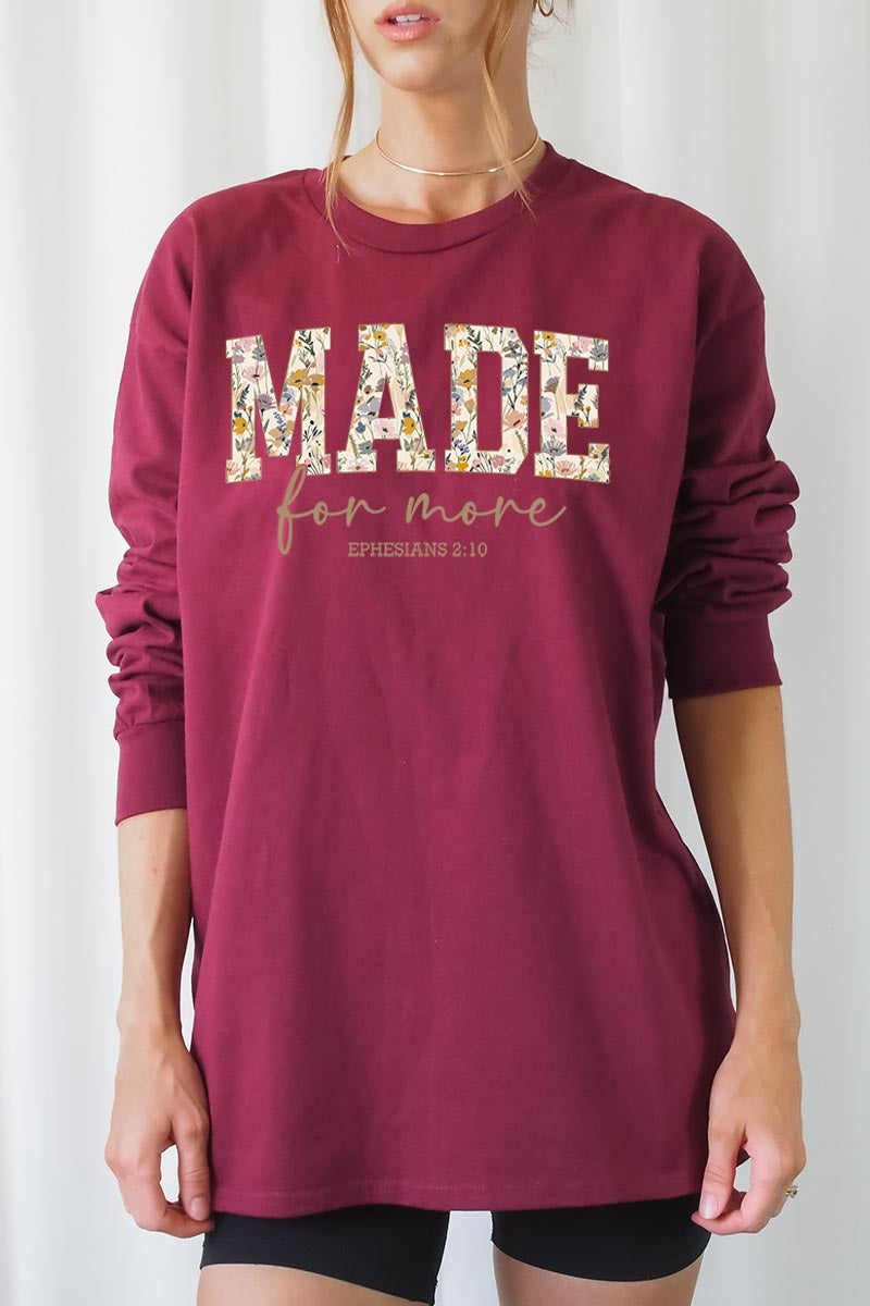UL240P-E3068 Made for More Faith Graphic Plus Long Sleeve Tee $17