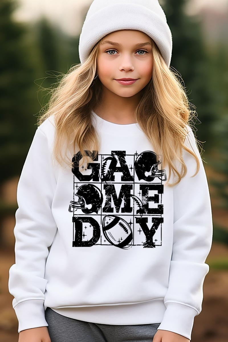 UL180B-E3073Z Distressed Game Day Kids Graphic Sweatshirt $20