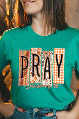 US3001-E3166 Pray Fall Christian Graphic Tee $12.5