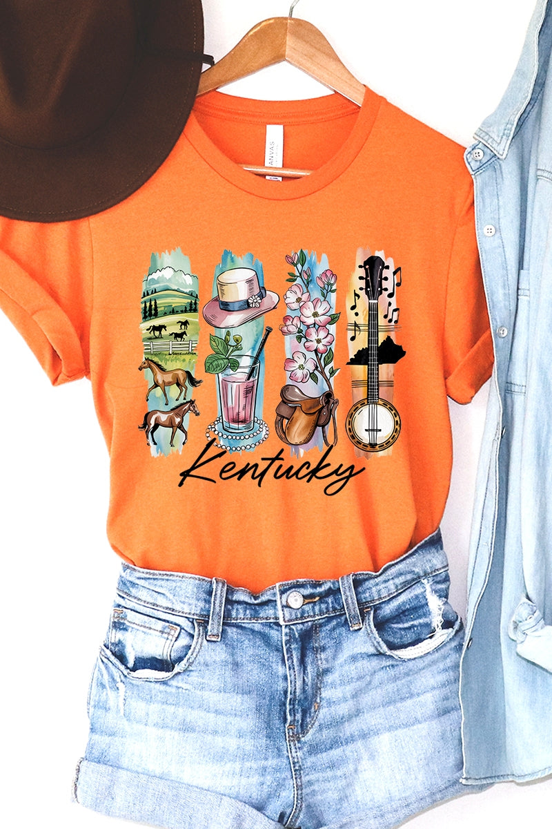 US3001-E3061KY Kentucky State Brushstroke Graphic Tee $12.5