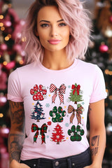 US3001P-E3195 Christmas Bow Paw Graphic Plus Tee $16