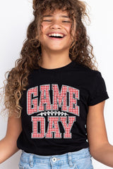 US3001Y-E3126Z Red Gingham Game Day Kids Graphic Tee $11