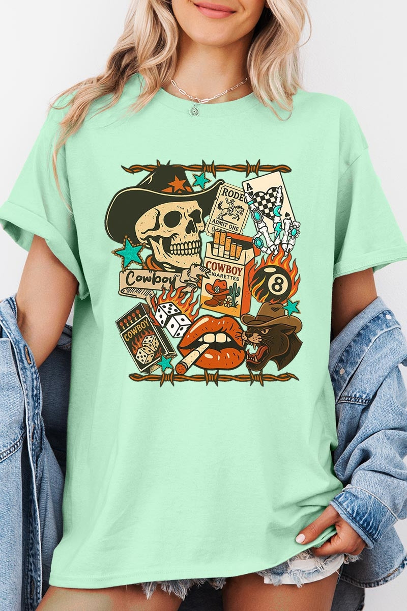 5000P-E3096 Vintage Western Collage Plus Heavy Cotton Tee $12.75