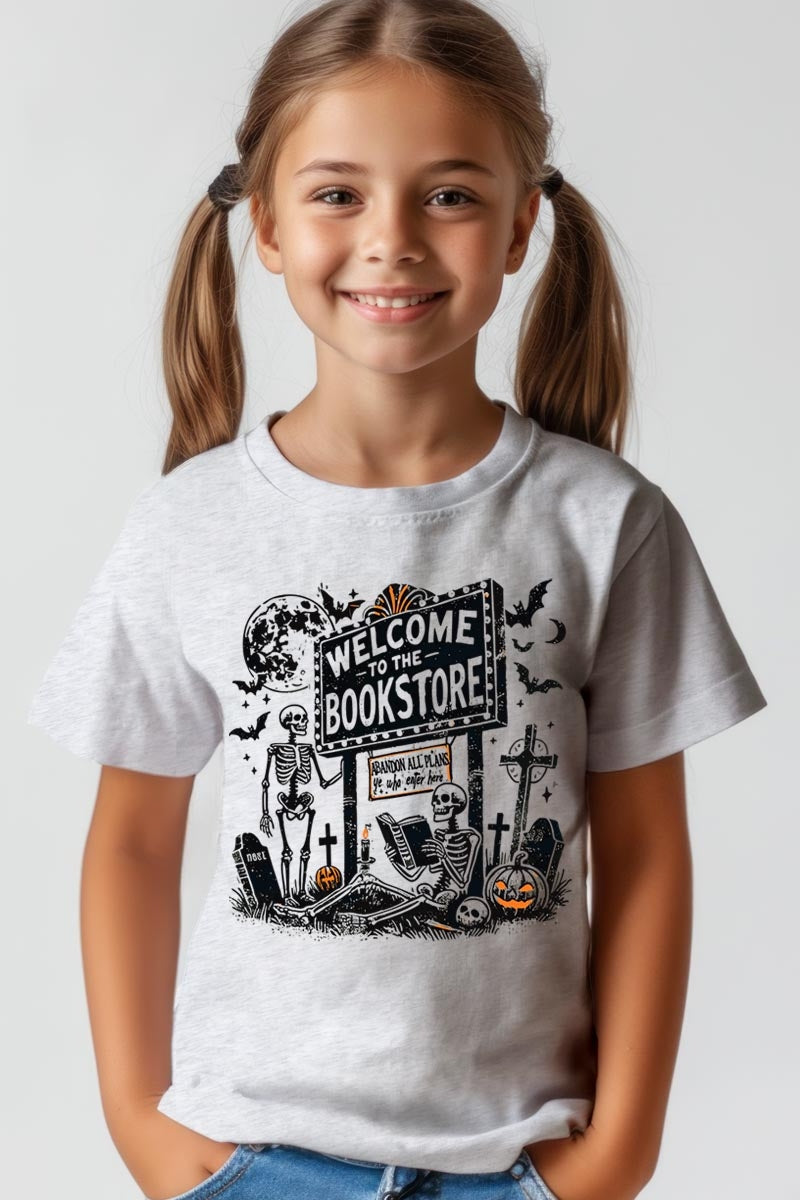 US3001Y-E3122Z Bookstore Halloween Kids Graphic Tee $11
