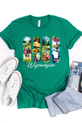 US3001P-E3061WI Wisconsin State Brushstroke Graphic Plus Tee $16