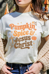 US3001P-E3164 Pumpkin Spice & Jesus Graphic Plus Tee $16