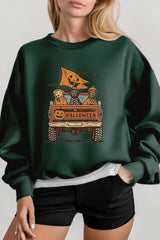 UL180P-E3150 Halloween Truck Dogs Graphic Plus Sweatshirt $25