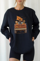 UL240-E3150 Halloween Truck Dogs Graphic Long Sleeve Tee $13.75