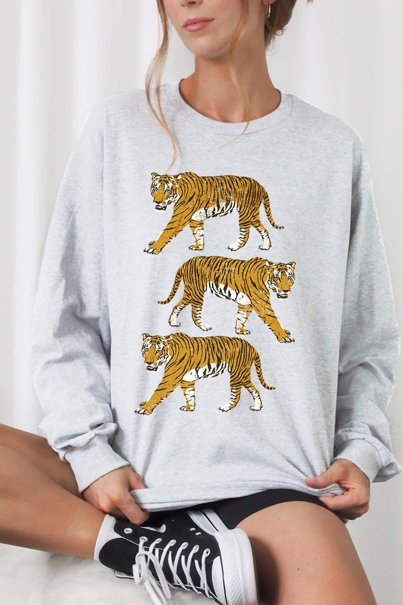 UL240-E3104 Retro Tigers Graphic Long Sleeve Tee $13.75