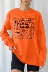 UL240-E3141 Halloween Doodle Graphic Long Sleeve Tee $13.75