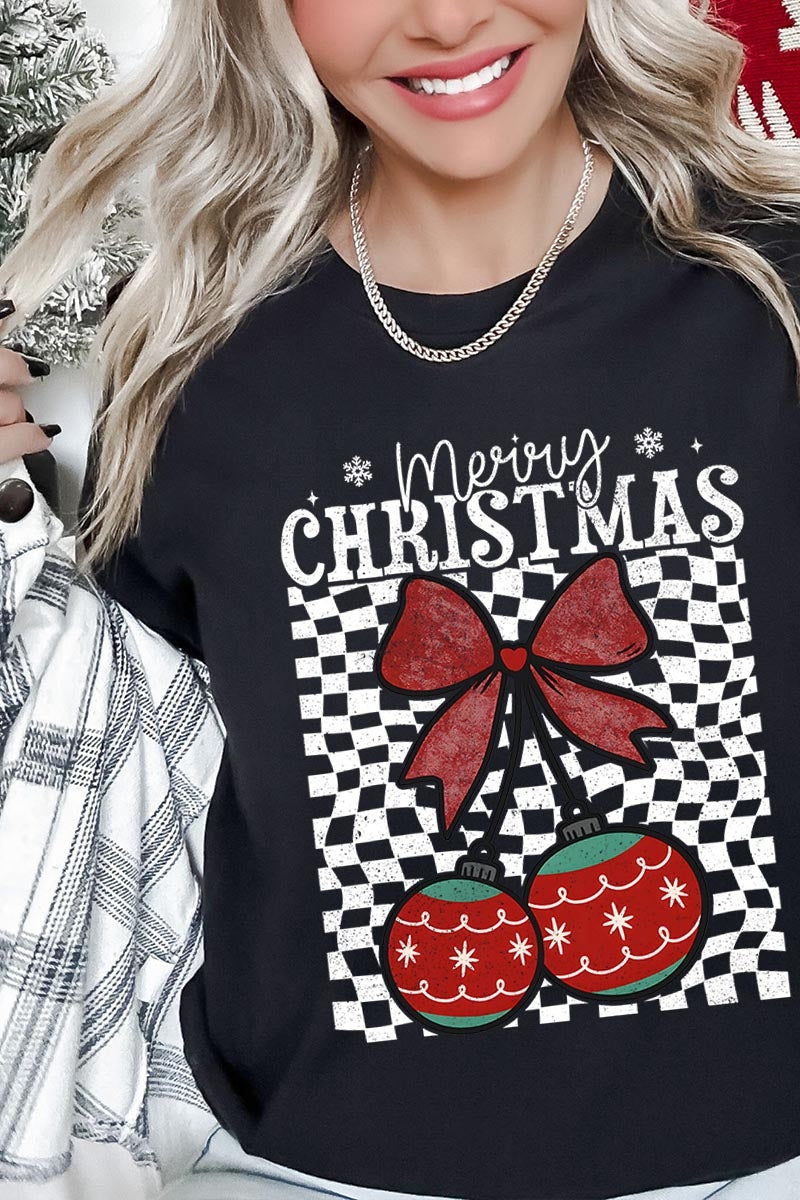 US3001-E3196 Cherry Ornament Christmas Graphic Tee $12.5