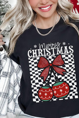 US3001P-E3196 Cherry Ornament Christmas Graphic Plus Tee $16