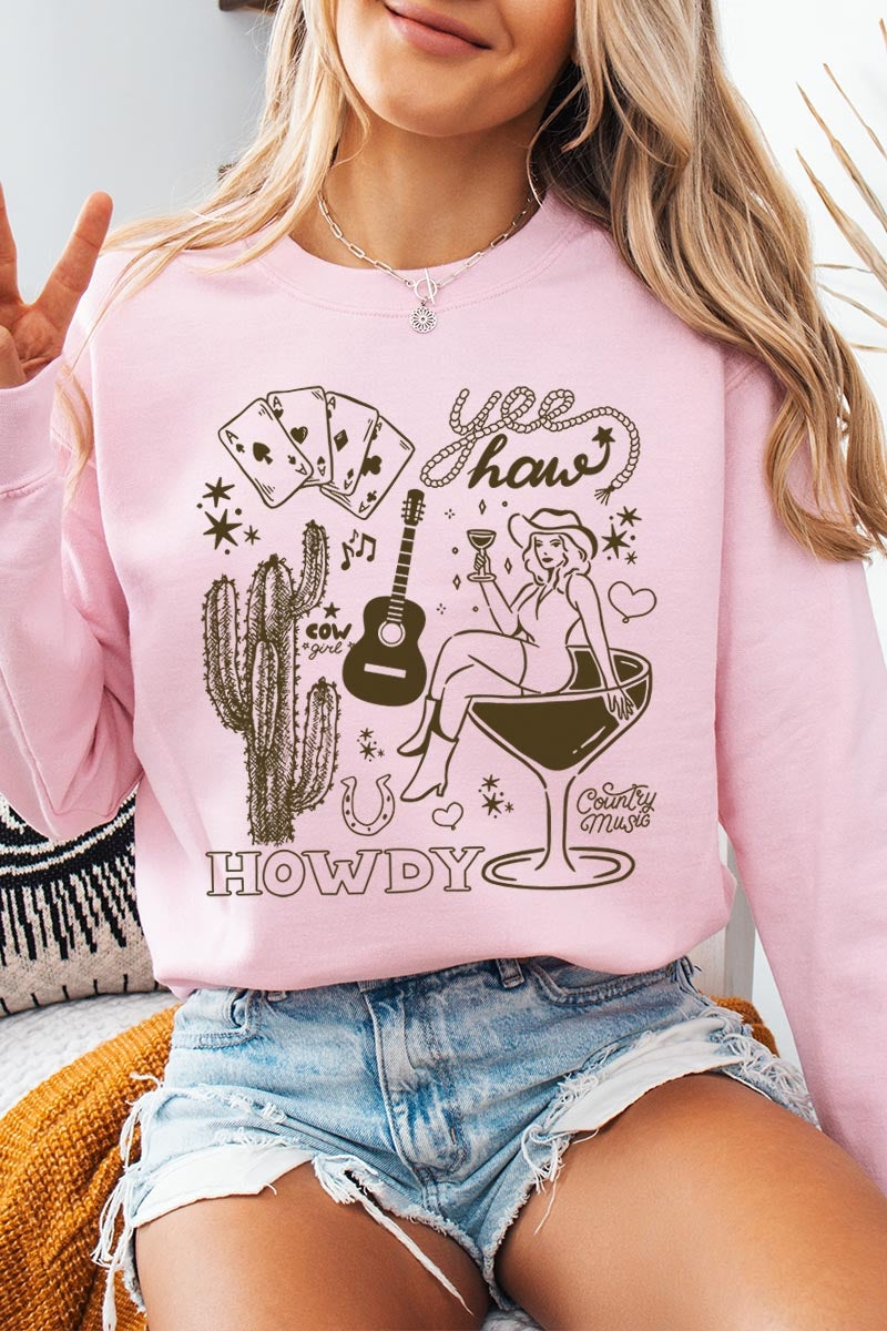 UL180-E3097 Cowgirl Country Music Graphic Sweatshirt $20