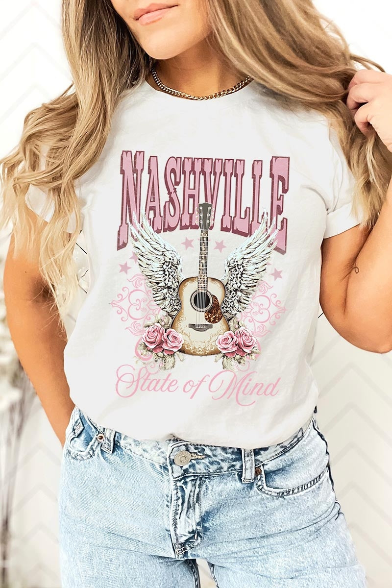 US3001-E3157 Nashville Rose Graphic Tee $12.5