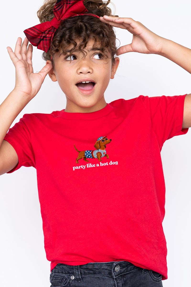 US3001Y-E3480Z Party Hot Dog Kids Graphic Tee $11