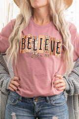 US3001P-E3167 Believe Fall Christian Graphic Plus Tee $16