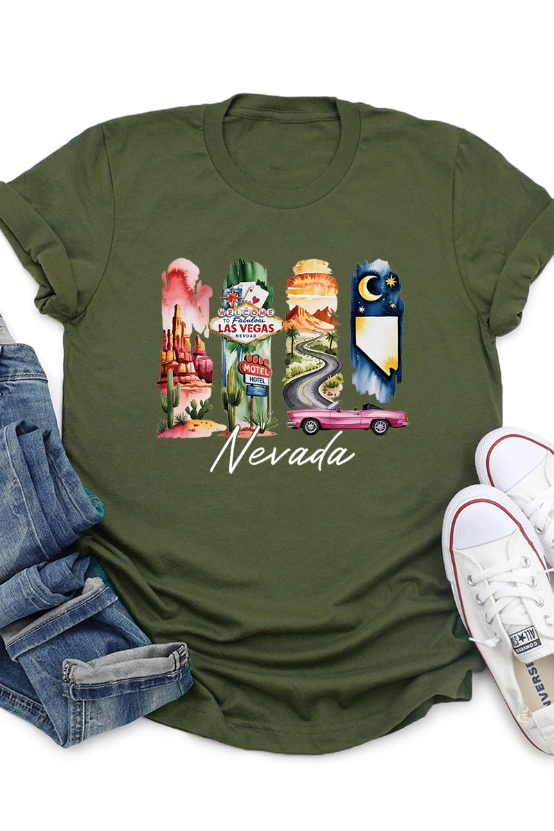 US3001-E3061NV Nevada State Brushstroke Graphic Tee $12.5
