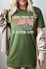 US3001-E3066 Living Proof of a Loving God Graphic Tee $12.5
