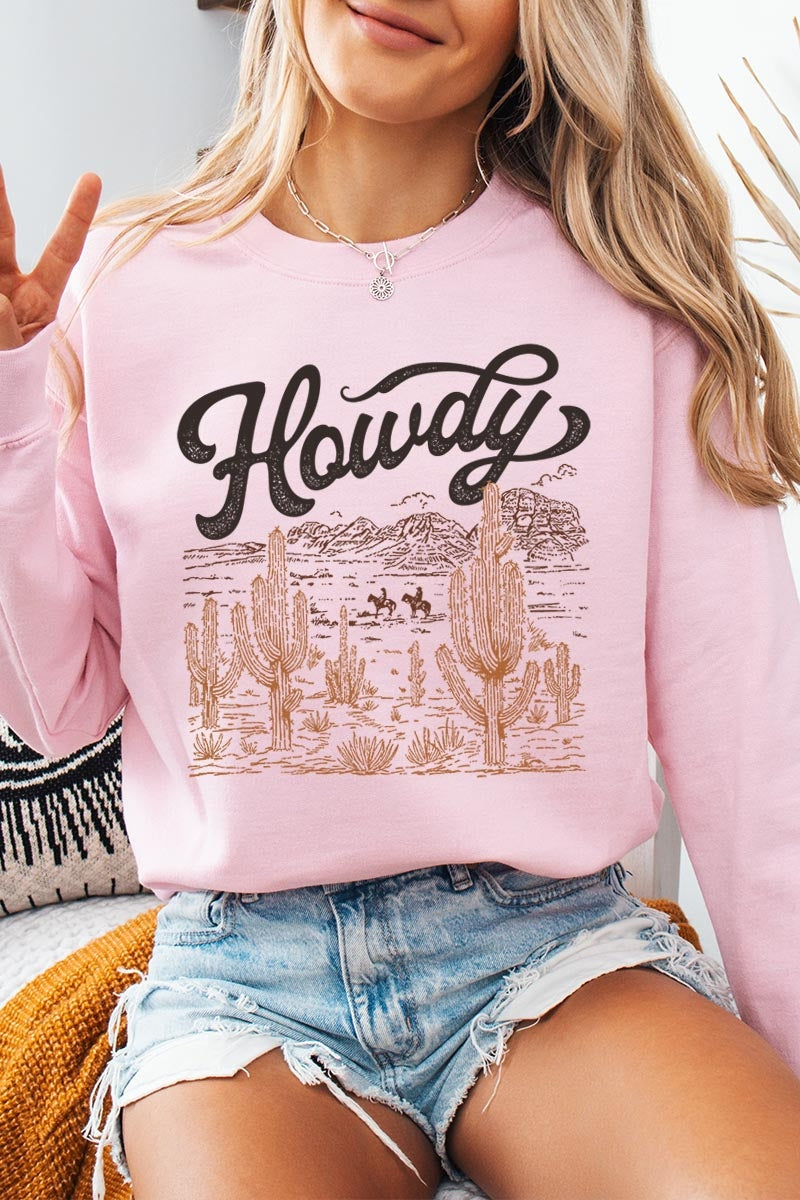 UL180P-E3095 Howdy Desert Western Graphic Plus Sweatshirt $25