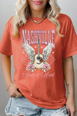 5000-E3157 Nashville Rose Graphic Heavy Cotton Tee $9