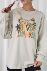 UL240P-E3154 Give Thanks Bow Graphic Plus Long Sleeve Tee $17