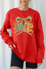 UL240P-E3121 Fall Brushstroke Bow Graphic Plus Long Sleeve Tee $17