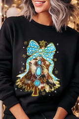 UL180-E3184 Turquoise Christmas Tree Graphic Sweatshirt $20