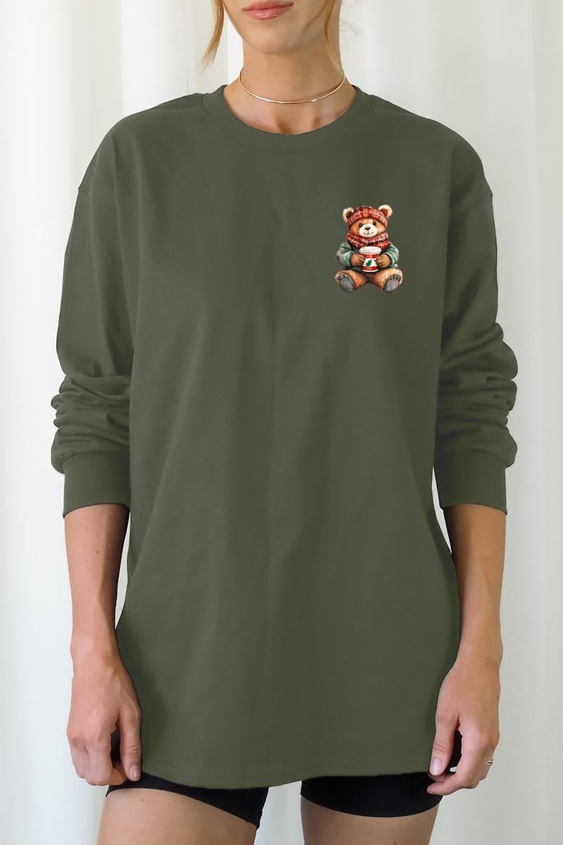 UL240-E3175 Christmas bear Graphic Long Sleeve Tee $13.75