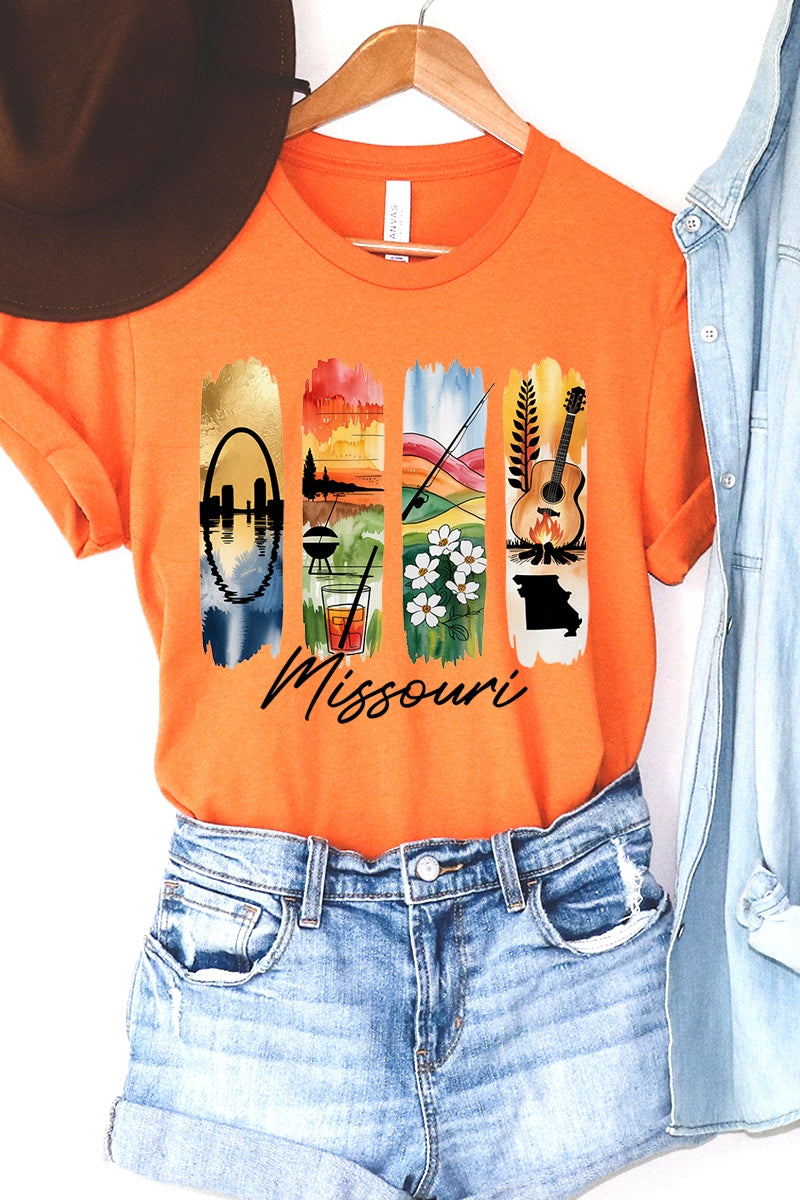 US3001P-E3061MO Missouri State Brushstroke Graphic Plus Tee $16