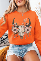 UL180-E3113 Western Skull Floral Graphic Sweatshirt $20