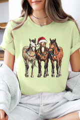 US3001P-E3182 Christmas Horses Graphic Plus Tee $16