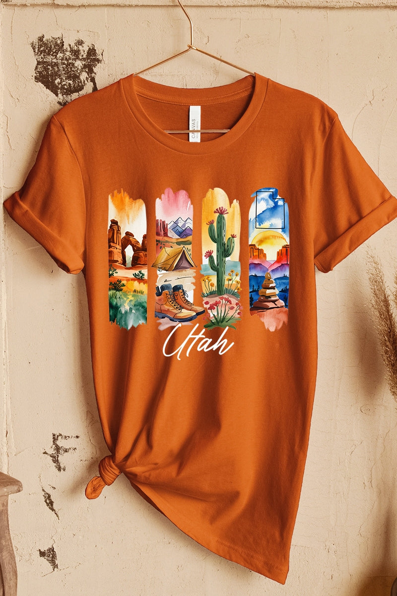 US3001-E3061UT Utah State Brushstroke Graphic Tee $12.5